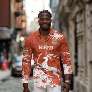 Custom Afro Niger Football Long Sleeve Button Shirt We Are Champions