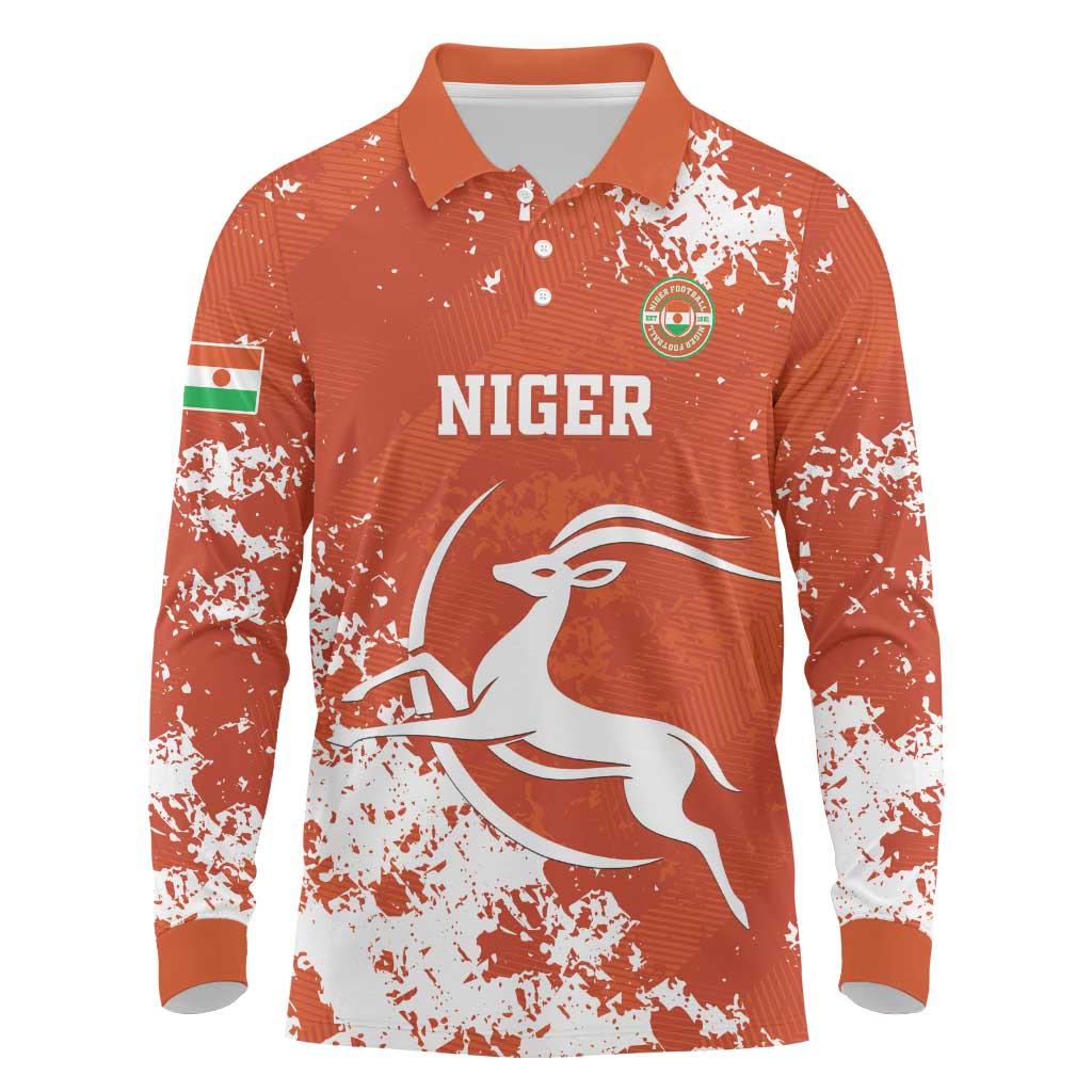 Custom Afro Niger Football Long Sleeve Polo Shirt We Are Champions