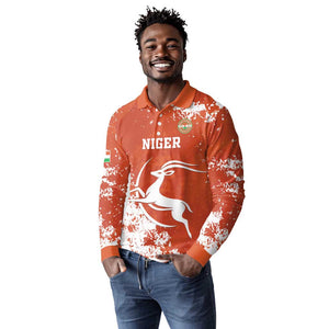 Custom Afro Niger Football Long Sleeve Polo Shirt We Are Champions