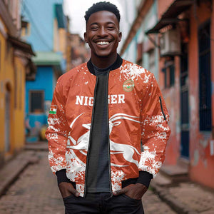 Custom Afro Niger Football Sleeve Zip Bomber Jacket We Are Champions