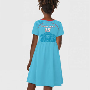 Custom Afro South Africa Cricket Kid Short Sleeve Dress Roar Saam More - This Is Pretoria