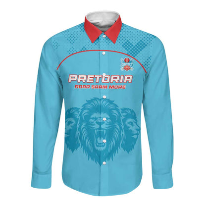 Custom Afro South Africa Cricket Long Sleeve Button Shirt Roar Saam More - This Is Pretoria