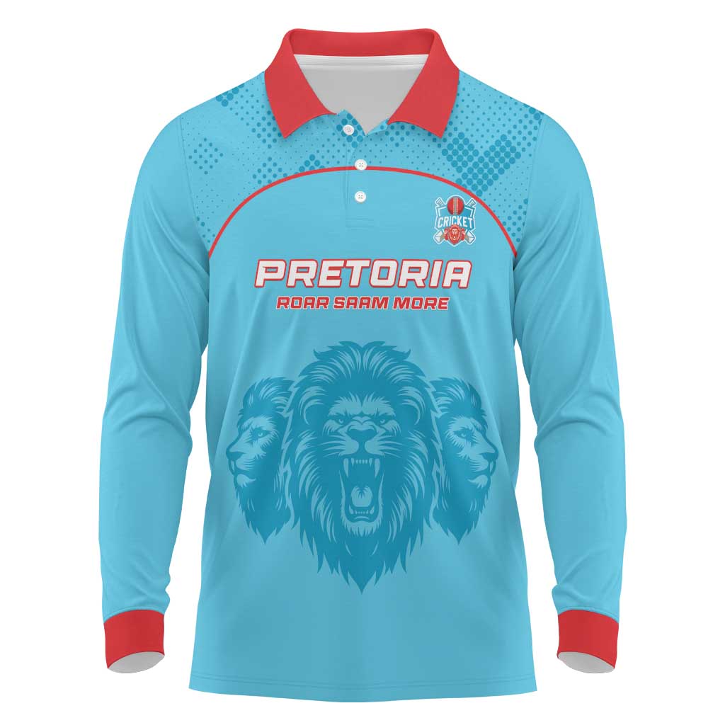 Custom Afro South Africa Cricket Long Sleeve Polo Shirt Roar Saam More - This Is Pretoria