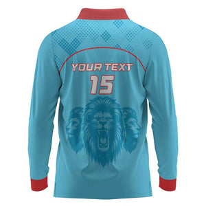 Custom Afro South Africa Cricket Long Sleeve Polo Shirt Roar Saam More - This Is Pretoria