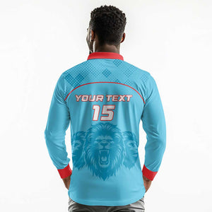 Custom Afro South Africa Cricket Long Sleeve Polo Shirt Roar Saam More - This Is Pretoria