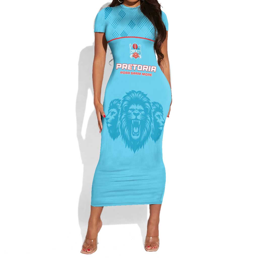 Custom Afro South Africa Cricket Short Sleeve Bodycon Dress Roar Saam More - This Is Pretoria