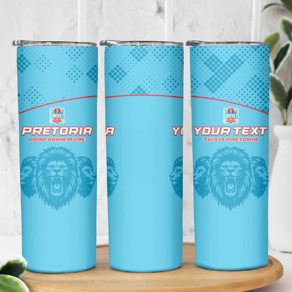 Custom Afro South Africa Cricket Skinny Tumbler Roar Saam More - This Is Pretoria