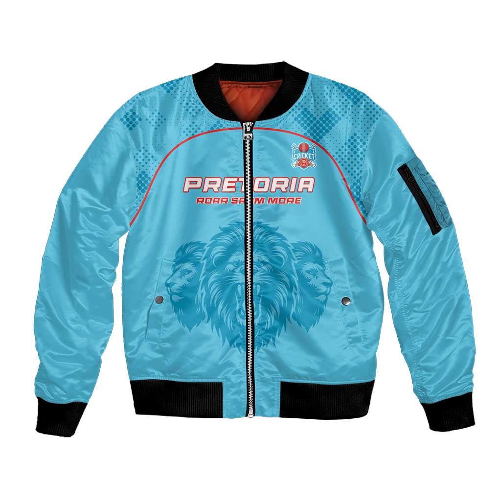 Custom Afro South Africa Cricket Sleeve Zip Bomber Jacket Roar Saam More - This Is Pretoria