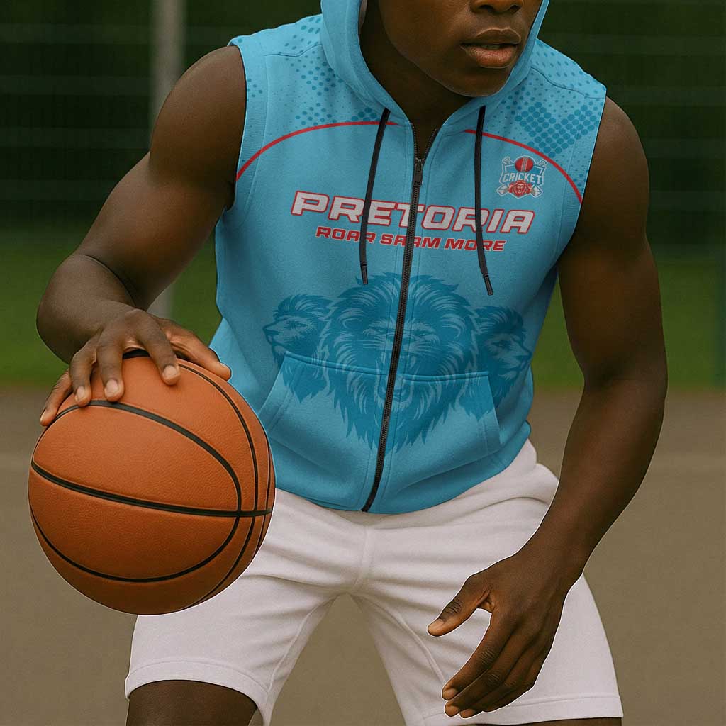 Custom Afro South Africa Cricket Sleeveless Zip Hoodie Roar Saam More - This Is Pretoria - African Pride