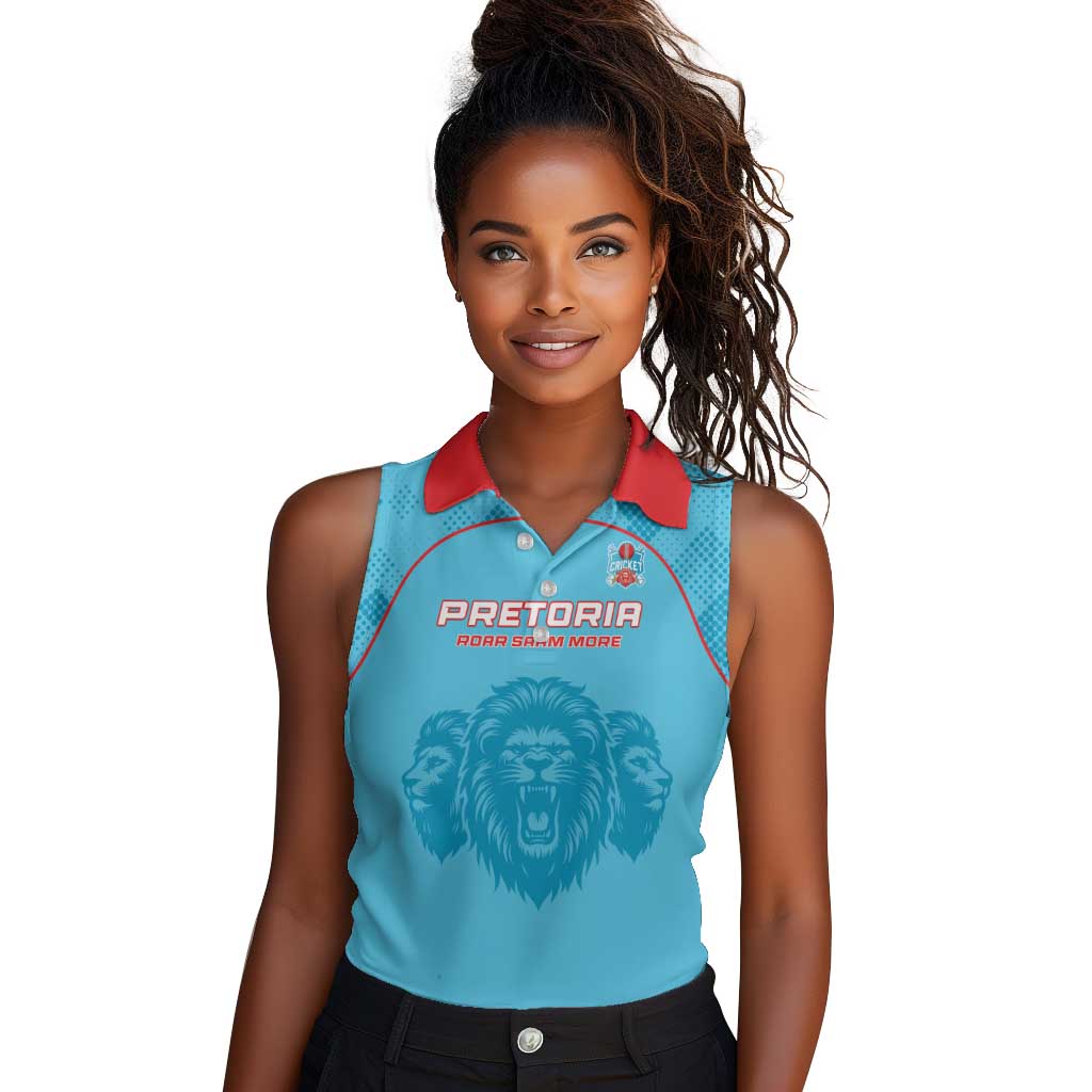 Custom Afro South Africa Cricket Women Sleeveless Polo Shirt Roar Saam More - This Is Pretoria