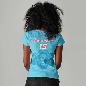 Custom Afro South Africa Cricket Women V-Neck T-Shirt Roar Saam More - This Is Pretoria