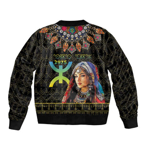 Assegwas Ameggaz Yennayer Bomber Jacket Women Amazigh - Berber Pattern