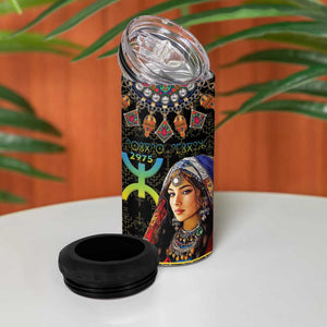 Assegwas Ameggaz Yennayer 4 in 1 Can Cooler Tumbler Women Amazigh - Berber Pattern