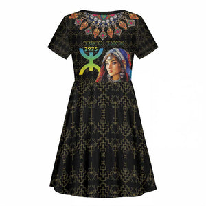 Assegwas Ameggaz Yennayer Kid Short Sleeve Dress Women Amazigh - Berber Pattern