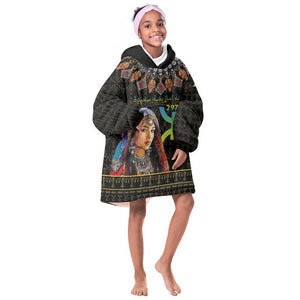 Assegwas Ameggaz Yennayer Kid Wearable Blanket Hoodie Women Amazigh - Berber Pattern