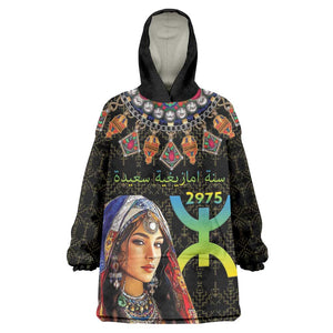 Assegwas Ameggaz Yennayer Kid Wearable Blanket Hoodie Women Amazigh - Berber Pattern