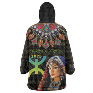 Assegwas Ameggaz Yennayer Kid Wearable Blanket Hoodie Women Amazigh - Berber Pattern