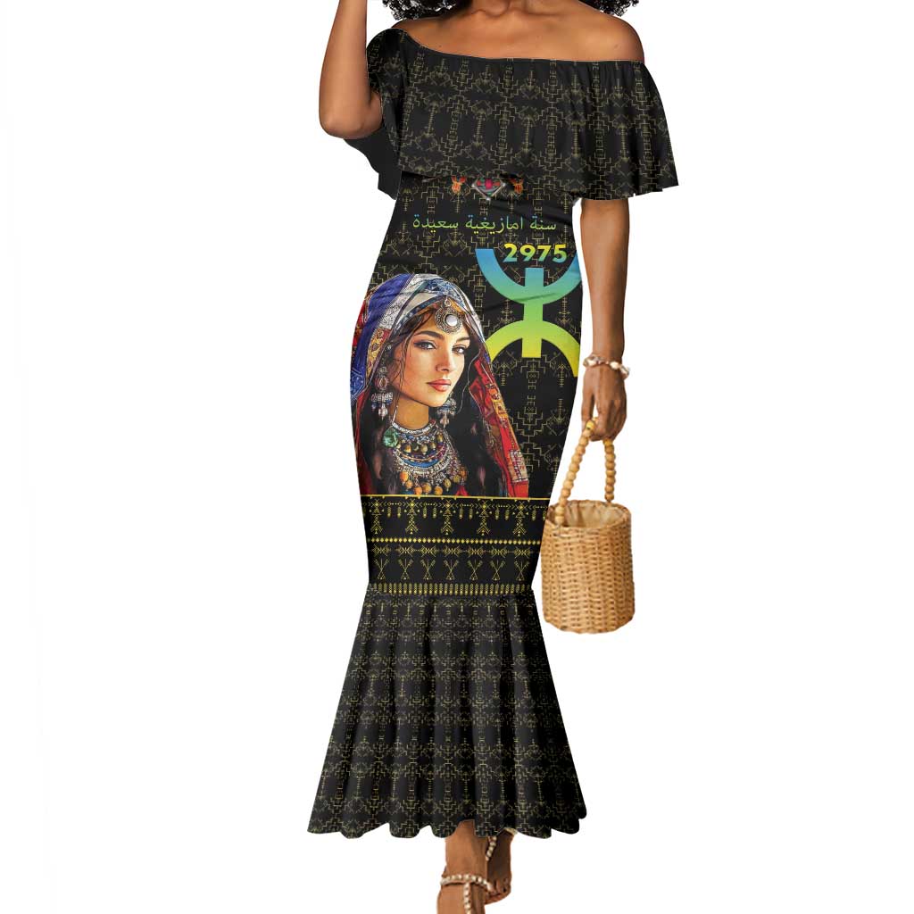 Assegwas Ameggaz Yennayer Mermaid Dress Women Amazigh - Berber Pattern