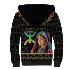 Assegwas Ameggaz Yennayer Sherpa Hoodie Women Amazigh - Berber Pattern