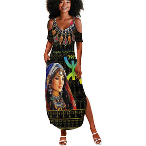 Assegwas Ameggaz Yennayer Summer Maxi Dress Women Amazigh - Berber Pattern