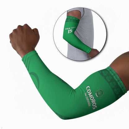 Custom Comoros Football Arm Sleeves Go Champions Green Les Coelacantes - African Pride
