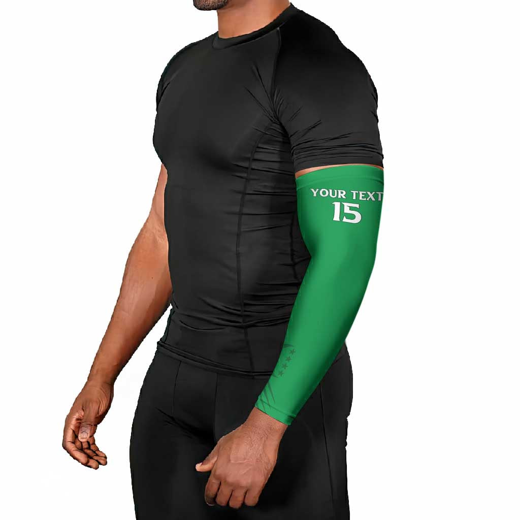 Custom Comoros Football Arm Sleeves Go Champions Green Les Coelacantes - African Pride