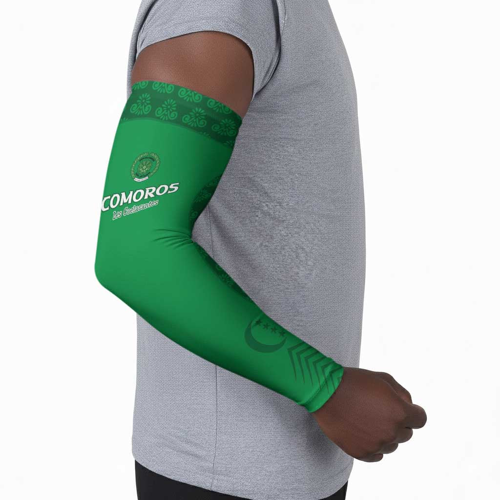 Custom Comoros Football Arm Sleeves Go Champions Green Les Coelacantes - African Pride