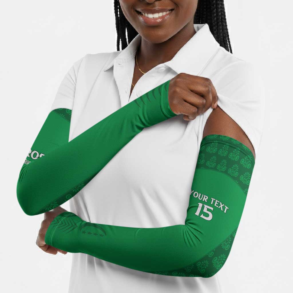 Custom Comoros Football Arm Sleeves Go Champions Green Les Coelacantes - African Pride