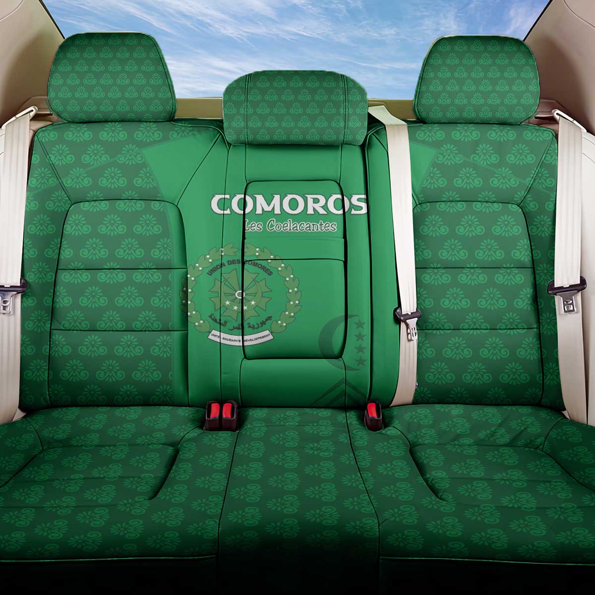 Comoros Football Back Car Seat Cover Go Champions Green Les Coelacantes - African Pride