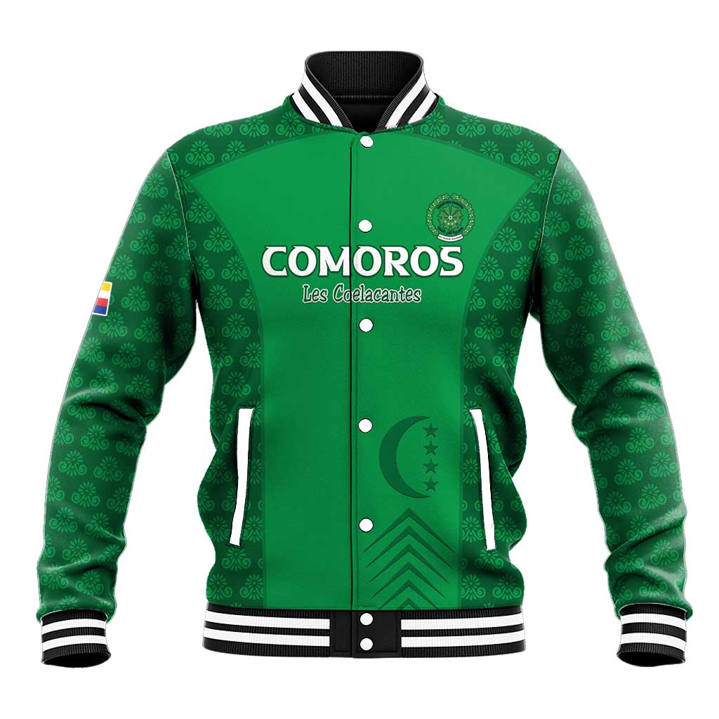 Custom Comoros Football Baseball Jacket Go Champions Green Les Coelacantes - African Pride