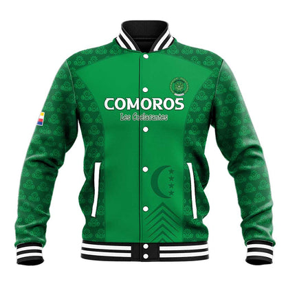 Custom Comoros Football Baseball Jacket Go Champions Green Les Coelacantes - African Pride