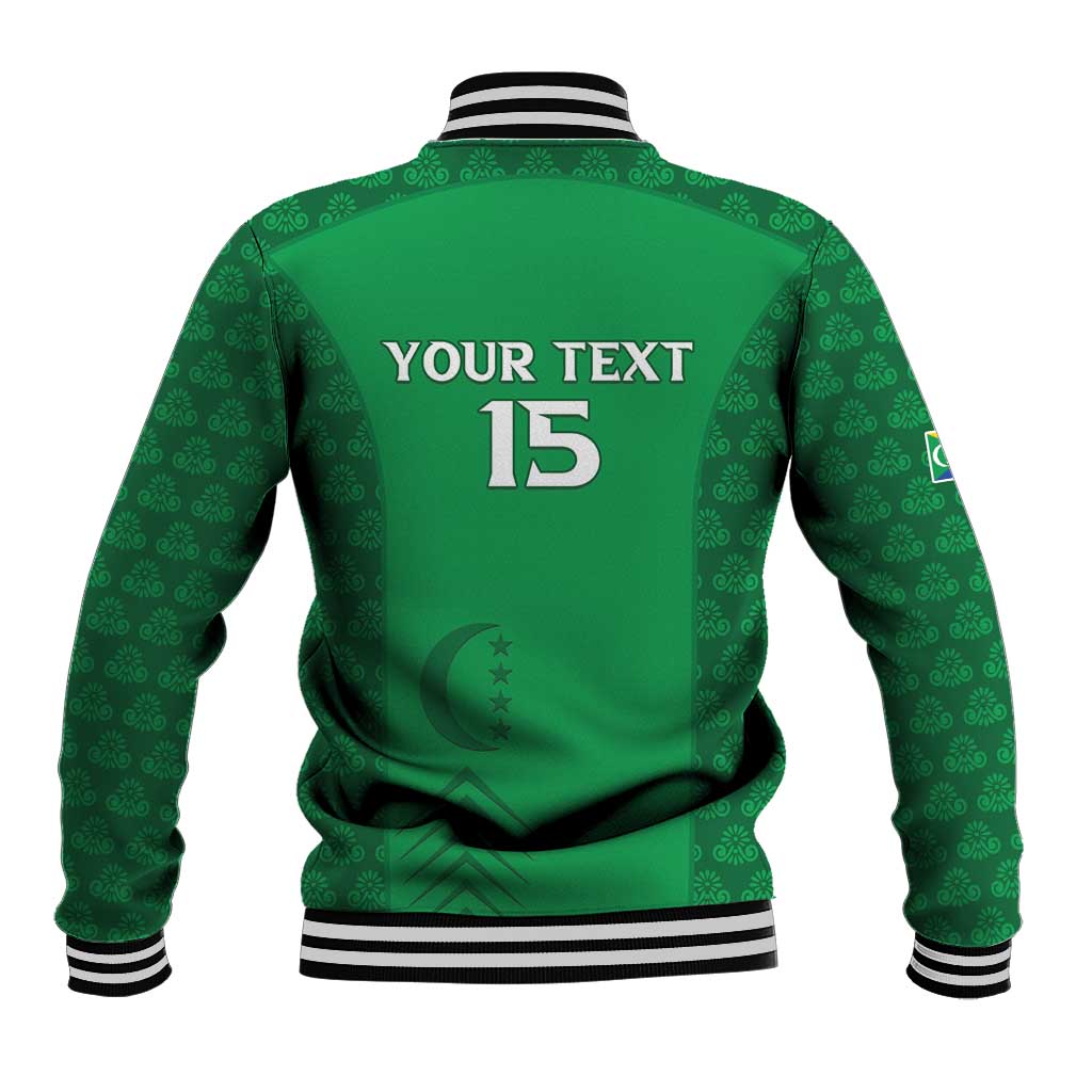 Custom Comoros Football Baseball Jacket Go Champions Green Les Coelacantes - African Pride