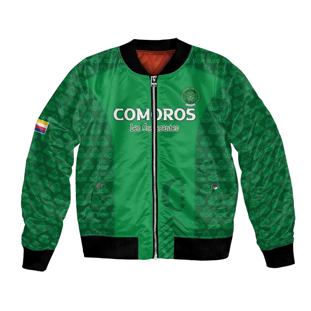 Custom Comoros Football Bomber Jacket Go Champions Green Les Coelacantes - African Pride