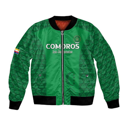 Custom Comoros Football Bomber Jacket Go Champions Green Les Coelacantes - African Pride