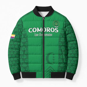 Custom Comoros Football Bomber Puffer Jacket Go Champions Green Les Coelacantes - African Pride