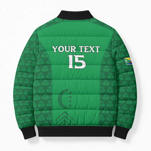 Custom Comoros Football Bomber Puffer Jacket Go Champions Green Les Coelacantes - African Pride