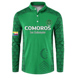Custom Comoros Football Button Sweatshirt Go Champions Green Les Coelacantes