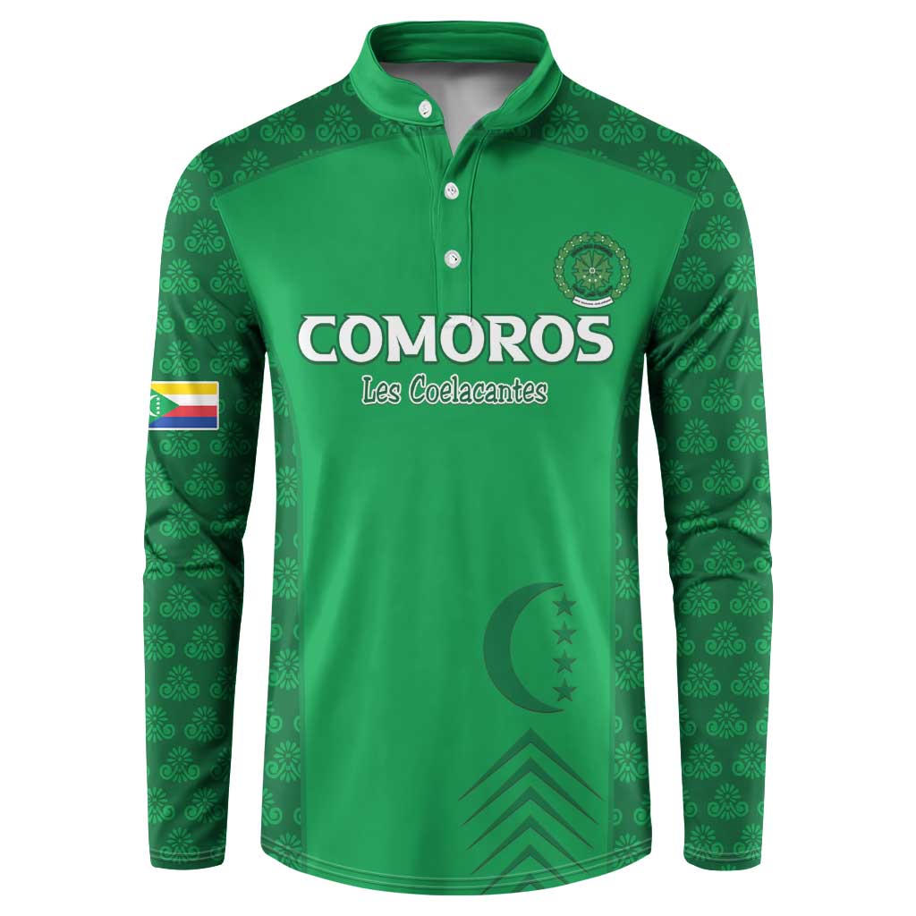 Custom Comoros Football Button Sweatshirt Go Champions Green Les Coelacantes