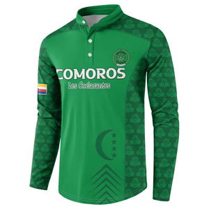 Custom Comoros Football Button Sweatshirt Go Champions Green Les Coelacantes
