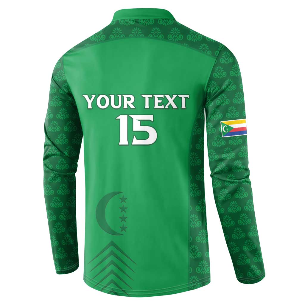 Custom Comoros Football Button Sweatshirt Go Champions Green Les Coelacantes