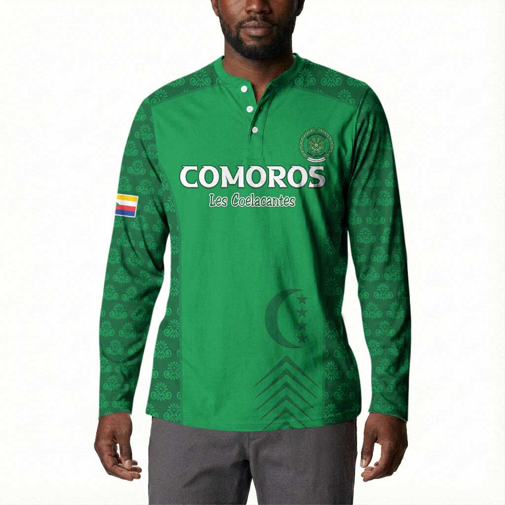 Custom Comoros Football Button Sweatshirt Go Champions Green Les Coelacantes