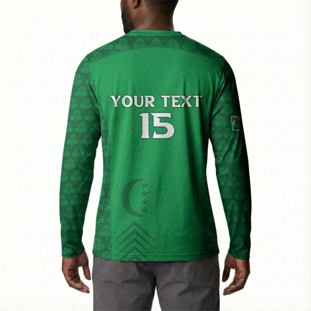 Custom Comoros Football Button Sweatshirt Go Champions Green Les Coelacantes