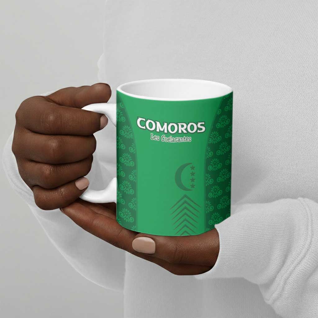 Custom Comoros Football Ceramic Mug Go Champions Green Les Coelacantes - African Pride