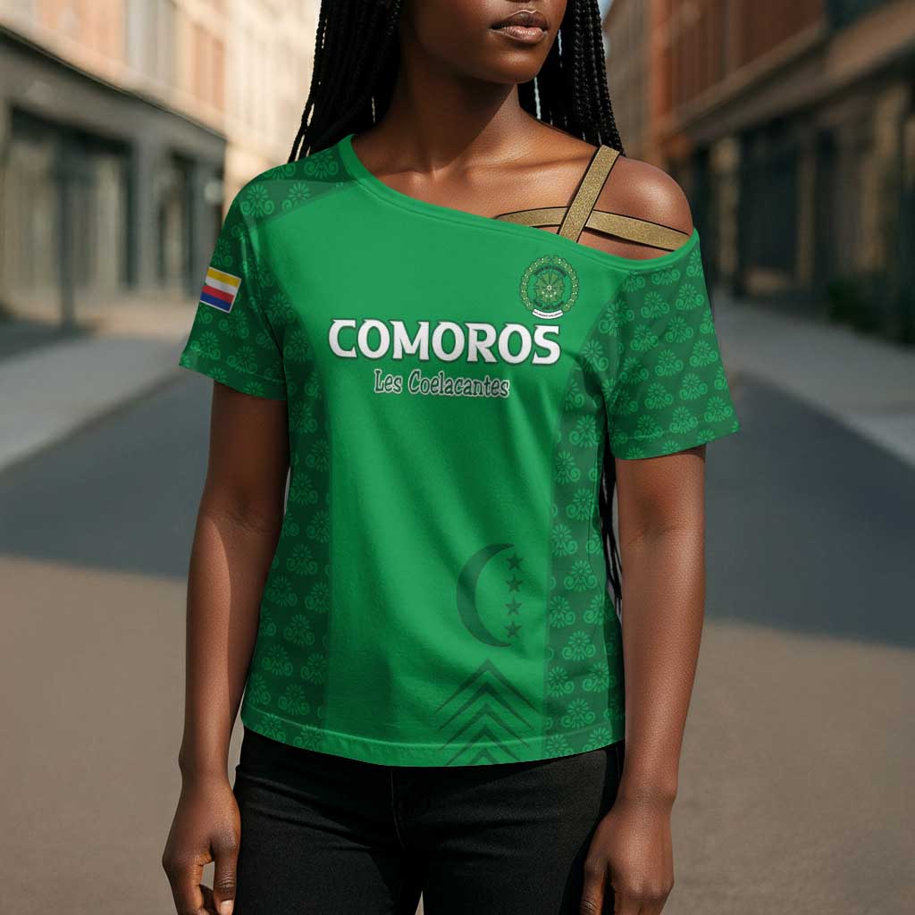 Custom Comoros Football Cross Shoulder Shirt Go Champions Green Les Coelacantes - African Pride