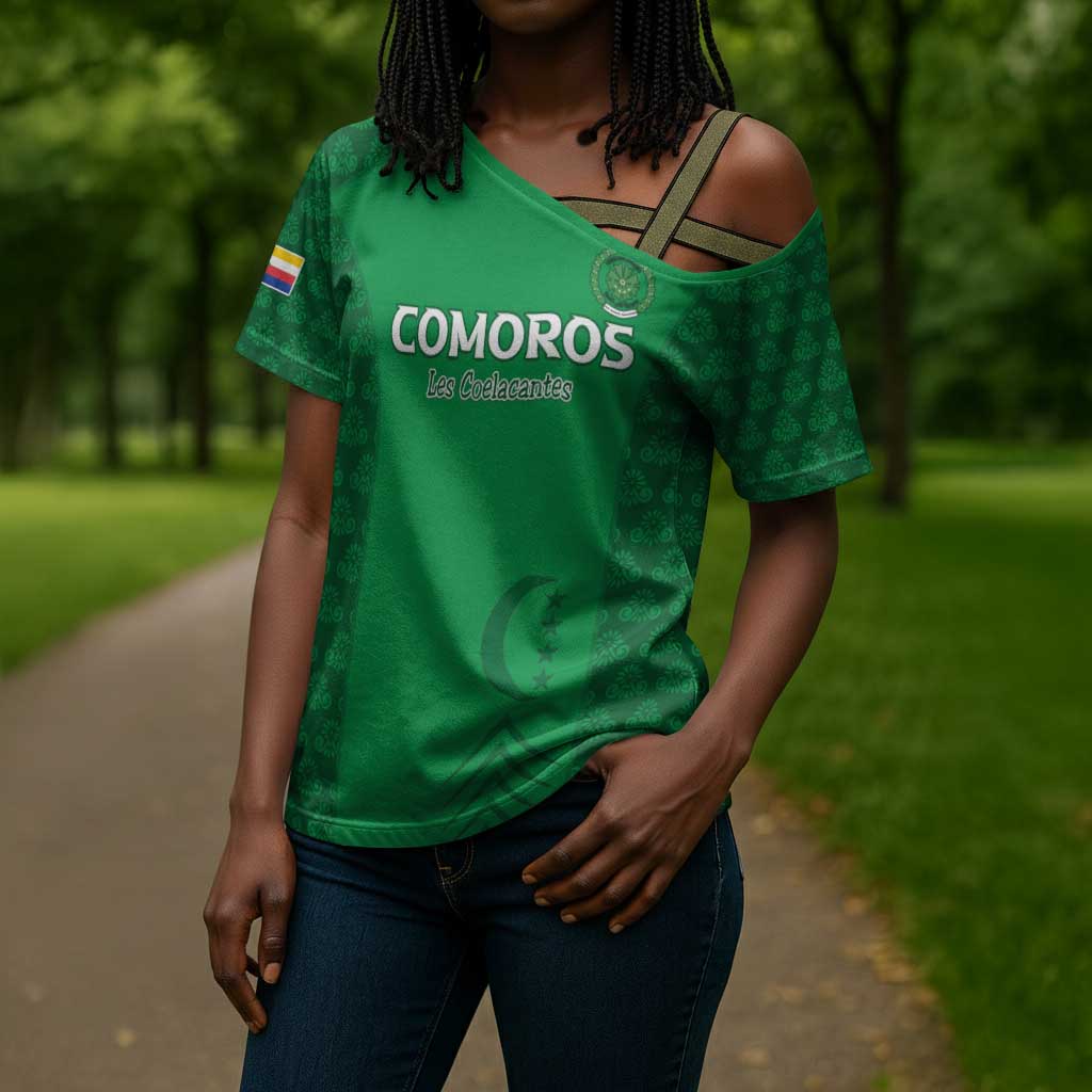 Custom Comoros Football Cross Shoulder Shirt Go Champions Green Les Coelacantes - African Pride