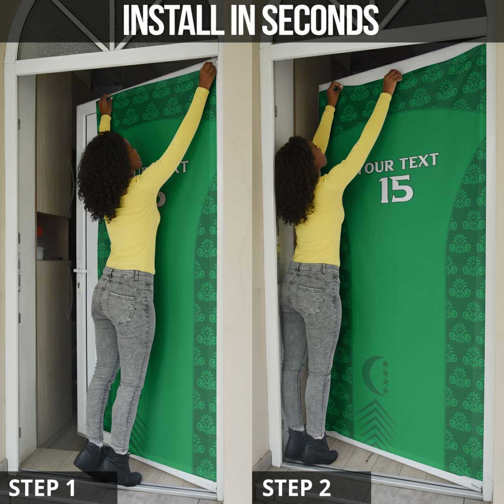 Custom Comoros Football Door Cover Go Champions Green Les Coelacantes - African Pride