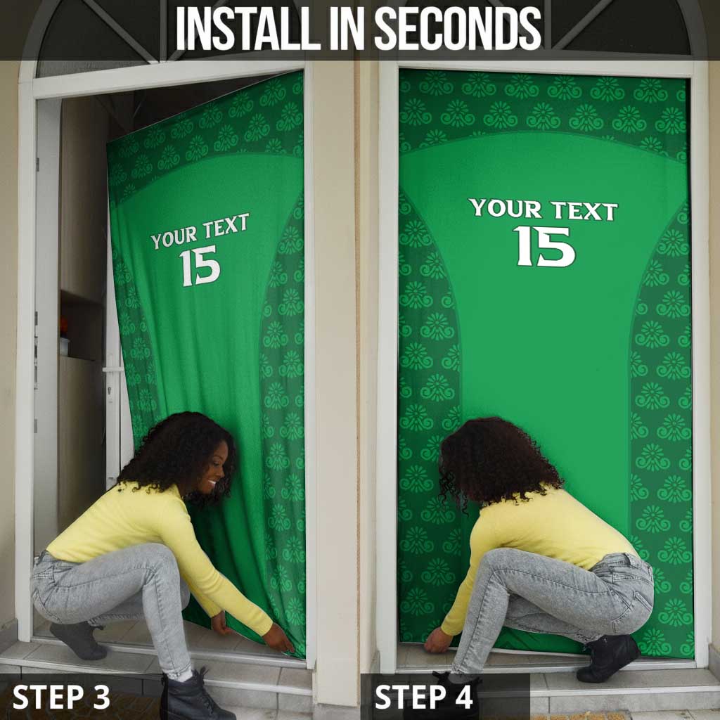 Custom Comoros Football Door Cover Go Champions Green Les Coelacantes - African Pride