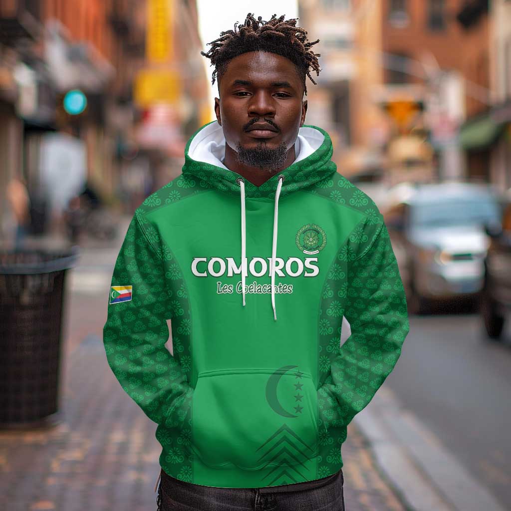 Custom Comoros Football Hoodie Go Champions Green Les Coelacantes - African Pride