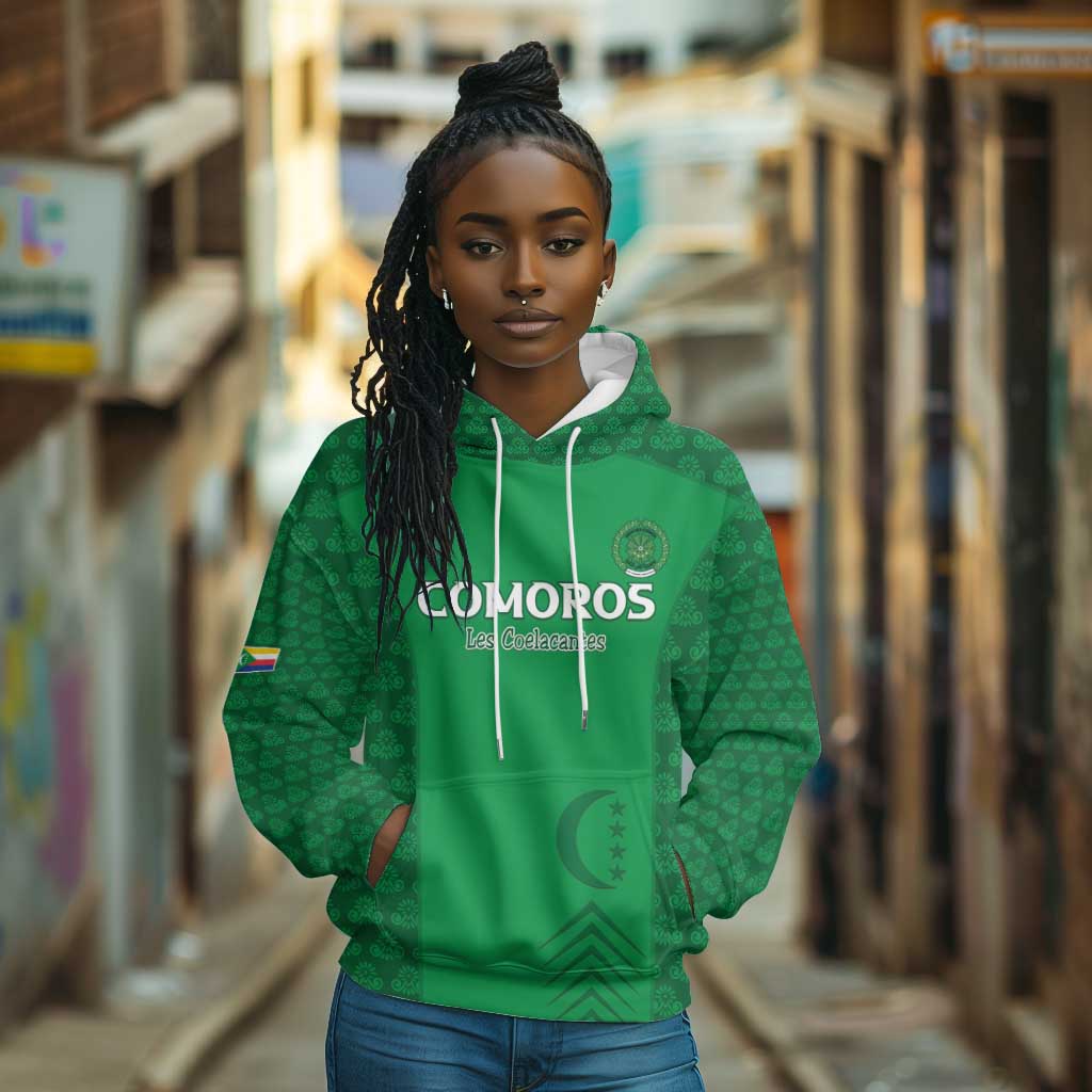 Custom Comoros Football Hoodie Go Champions Green Les Coelacantes - African Pride