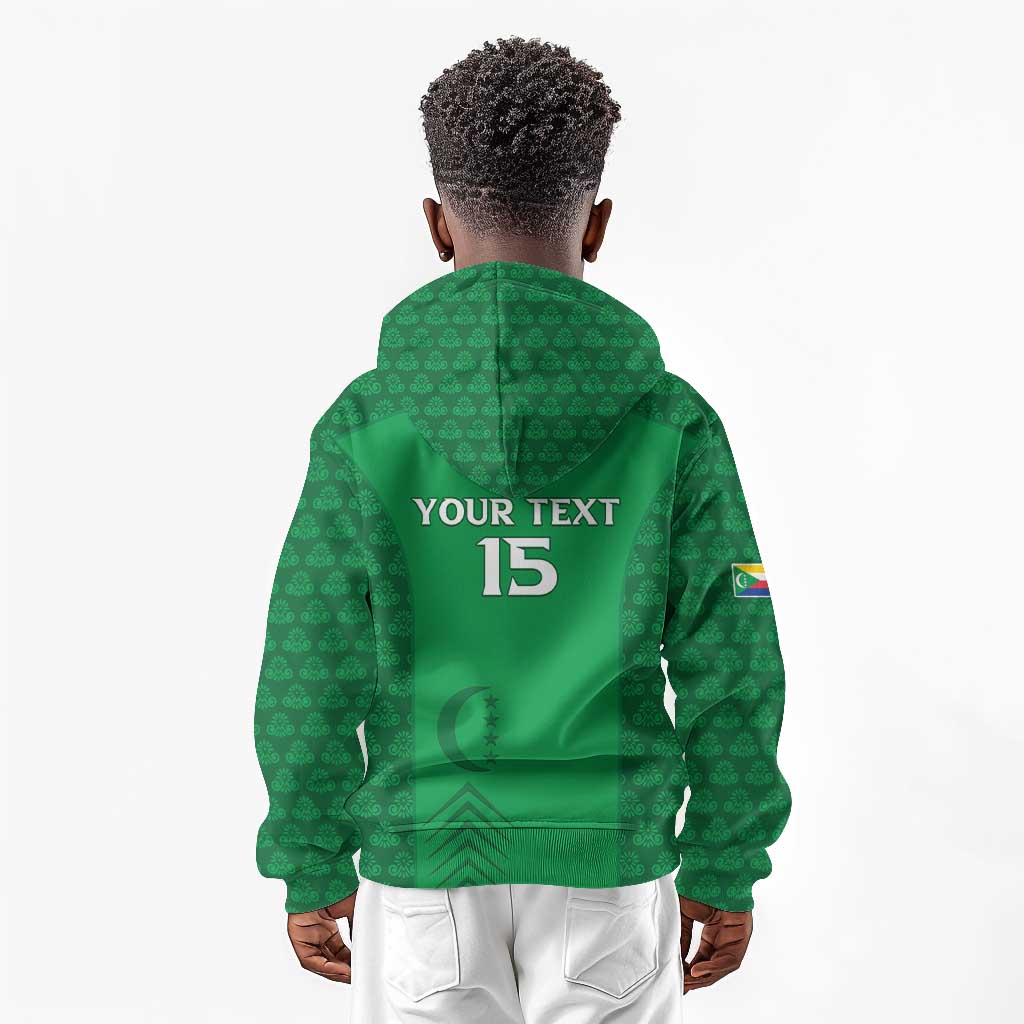 Custom Comoros Football Kid Hoodie Go Champions Green Les Coelacantes - African Pride